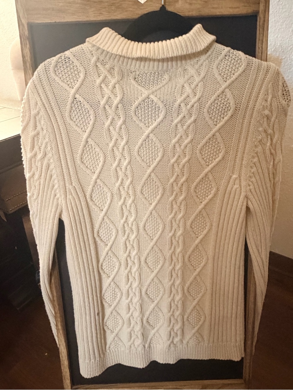 Chaps Cream Cable-Knit Turtleneck Sweater